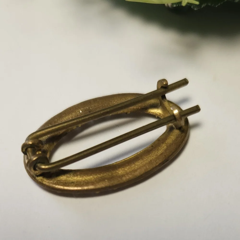 Vintage Gold Brush & Beaded Hair Barrette